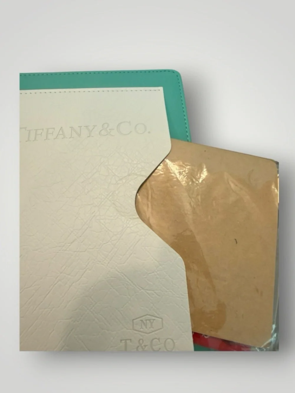 Source Unknown Teal and White Faux Leather Notebook with Gold Ring Closure